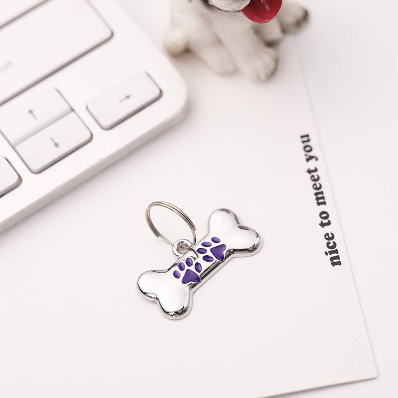 Anti-loss Metal Dog Tag Hanging Ornament Pet Collar Zinc Alloy Bone Hanging Ornament Engraved Identity Nameplate Pet Supplies