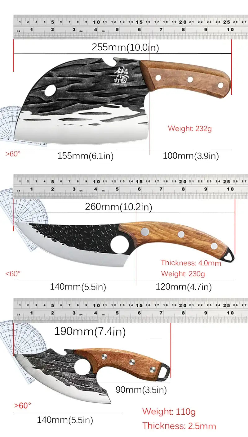 WXCOO Hand-Forged Boning Knife Stainless Steel Meat Cleaver Professional Chef Knives Sharp Fruit Peeler Kitchen Cooking Tools