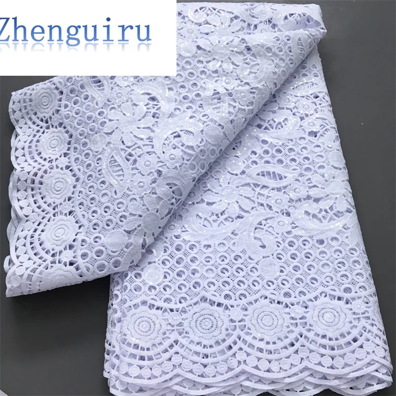 White Nigerian Lace Fabric 2025