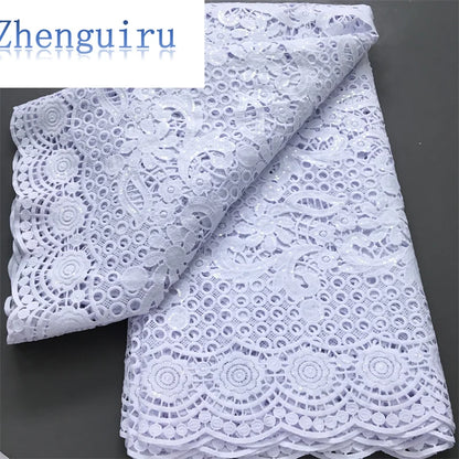 White Nigerian Lace Fabric 2025