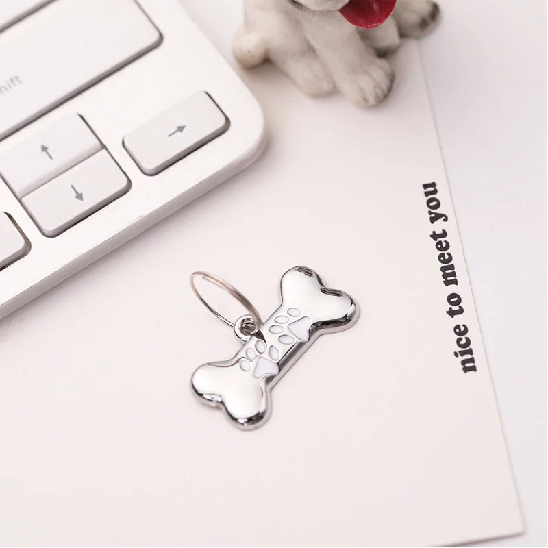 Anti-loss Metal Dog Tag Hanging Ornament Pet Collar Zinc Alloy Bone Hanging Ornament Engraved Identity Nameplate Pet Supplies