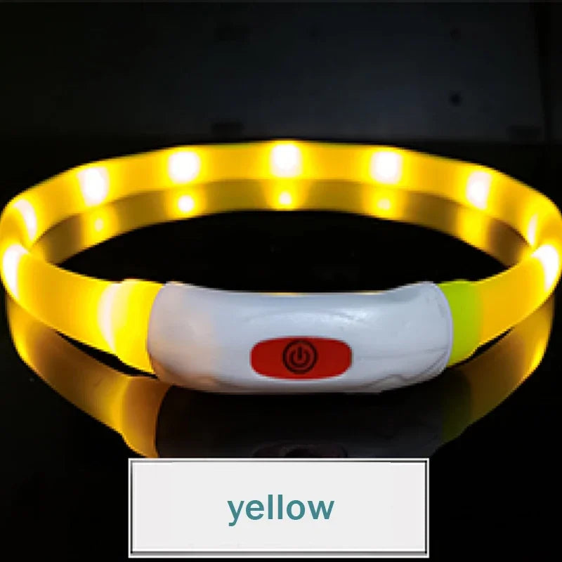 Silicone Led Dog Collar Usb Rechargeable Luminous Dog Collar Anti-Lost/Car Accident Safety Pet Light Collar for Dog Accessories