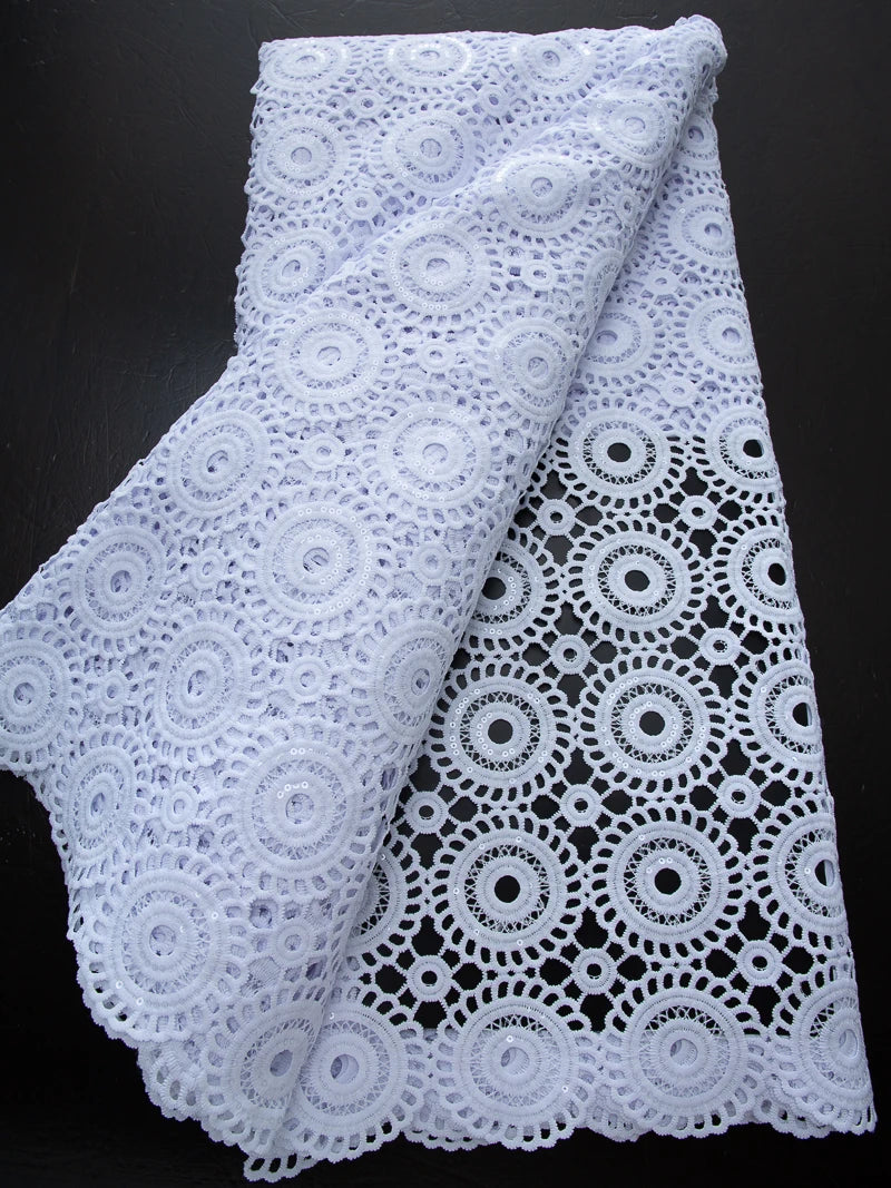 White Nigerian Lace Fabric 2025