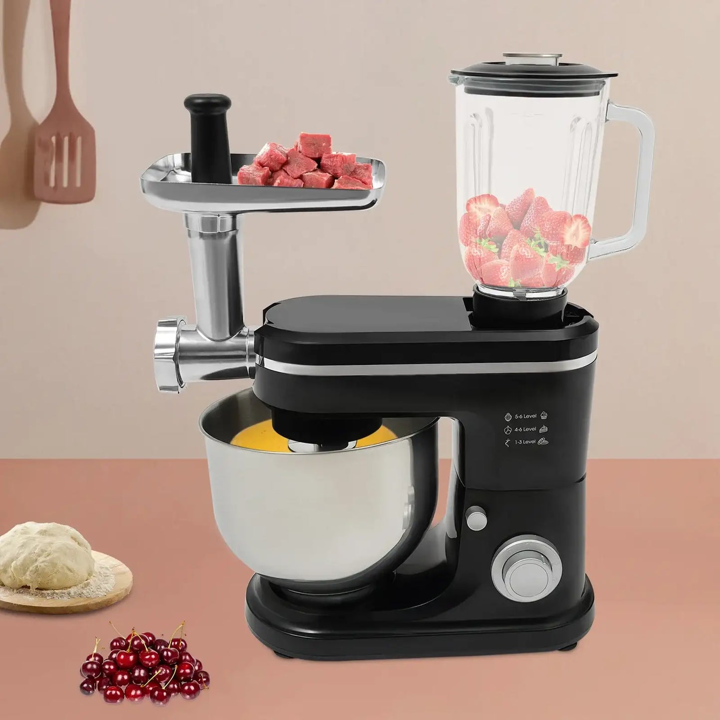 Kitchen Mixer with 6+1 Speed Settings, 1500W Power, for Dough, Whipped Cream, Juices,  Perfect for Home Bakery, or Restaurant