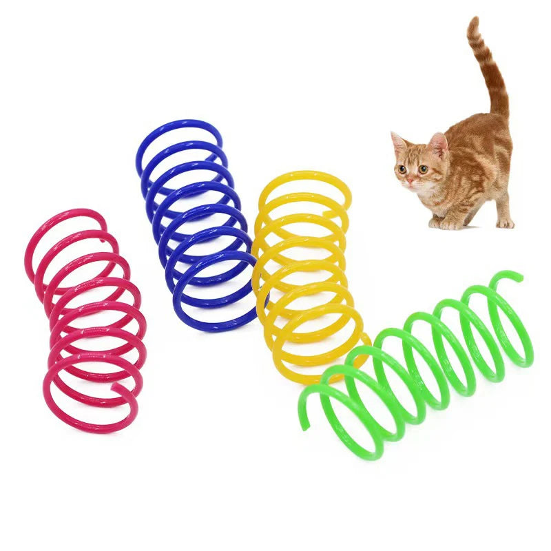 Cat color plastic spring cat toy color spring jumping cat toy toy scratch-resistant and bite cat pet supplies