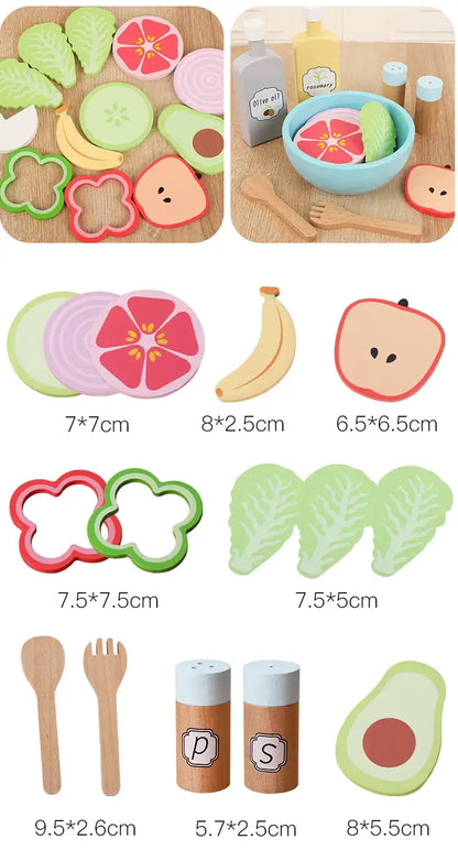 Wooden Pretend Play Food Kitchen Toys Classic Cutting Cooking Set Kids HousePlay Educational Imitation Game Toys for Girls Boys