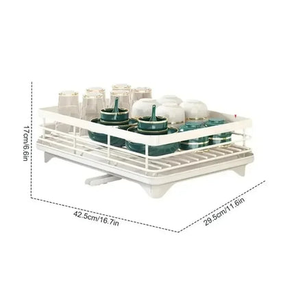 Kitchen Dish Drying Rack with Drainboard & Storage