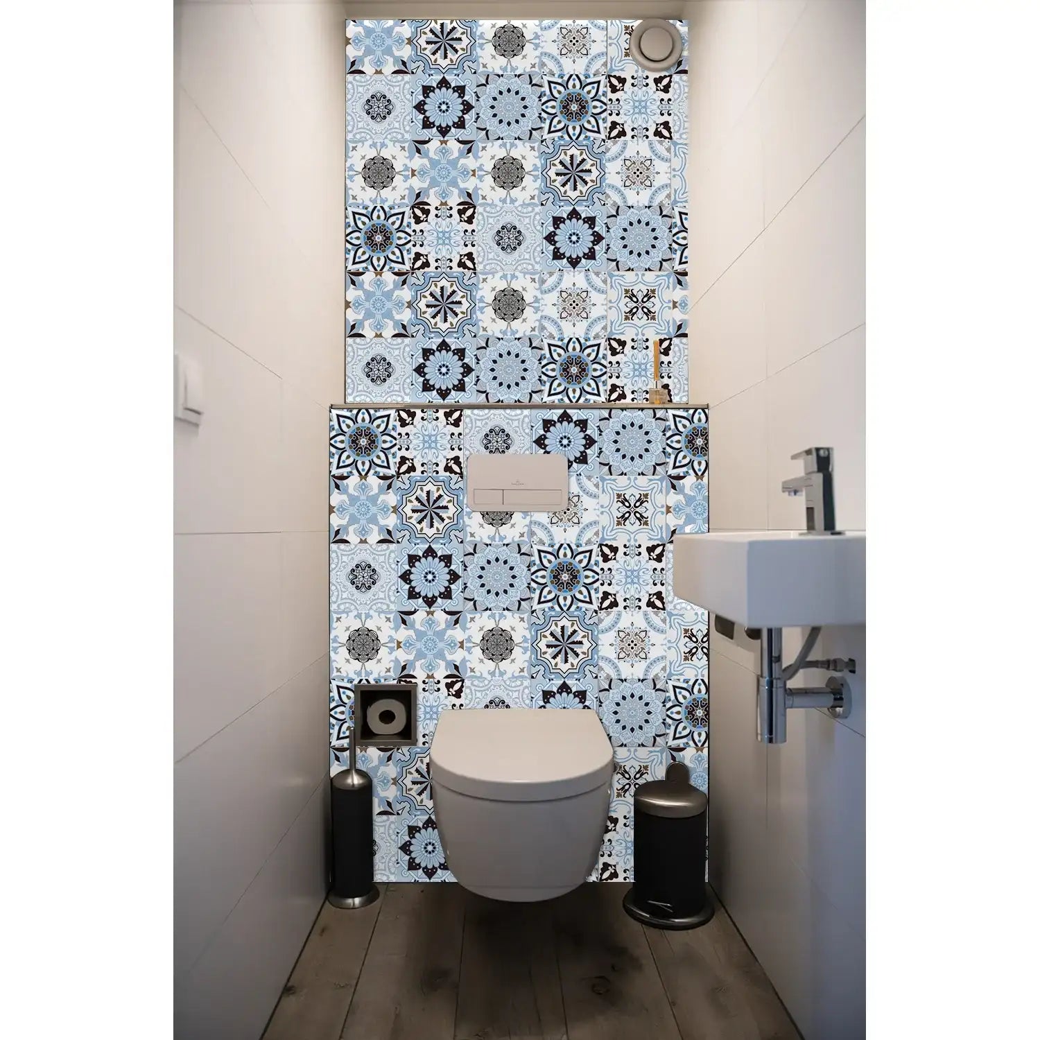 24 PCS Modern Style PVC Tile Stickers Waterproof Antifouling Self Adhesive  Kitchen Bathroom Floor Art Wall Decor Decals