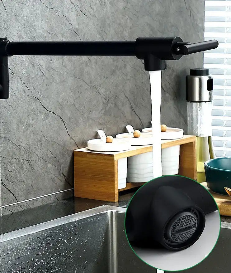 Black Wall Mounted Pot Filler Faucet Swivel Folding Rotary Kitchen Sink Faucet Brushed Gold Single Cooling Sink Tap