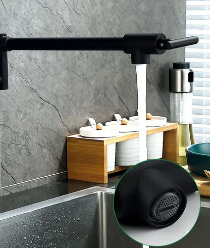 Black Wall Mounted Pot Filler Faucet Swivel Folding Rotary Kitchen Sink Faucet Brushed Gold Single Cooling Sink Tap