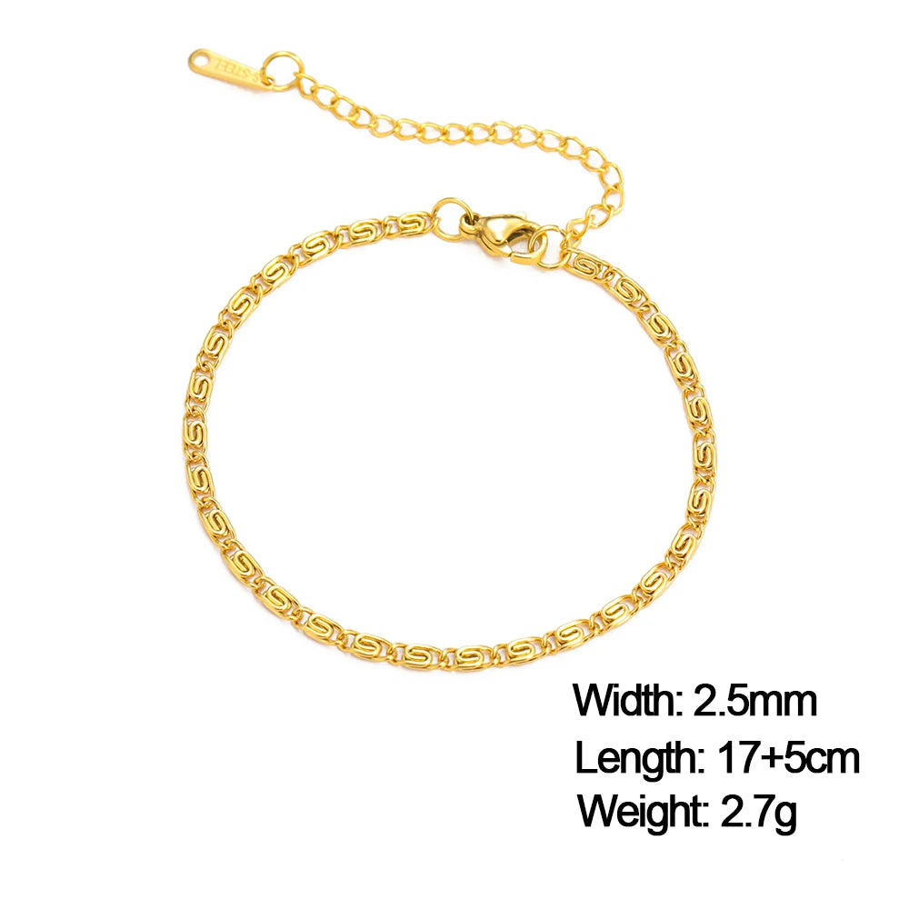 Skyrim Stainless Steel Gold Color Bracelet Twist Figaro Cuban Chain Bracelets Women Trendy Minimalist Jewelry Gifts Wholesale