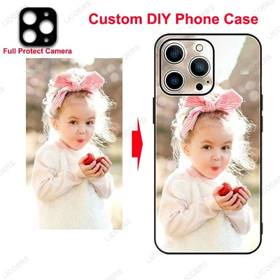 Custom DIY phone case with a child holding apples design on a white background