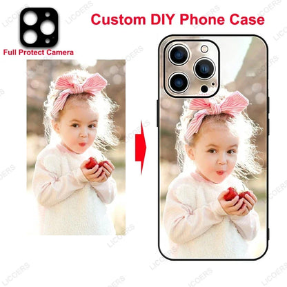 Custom DIY phone case with a child holding apples design on a white background