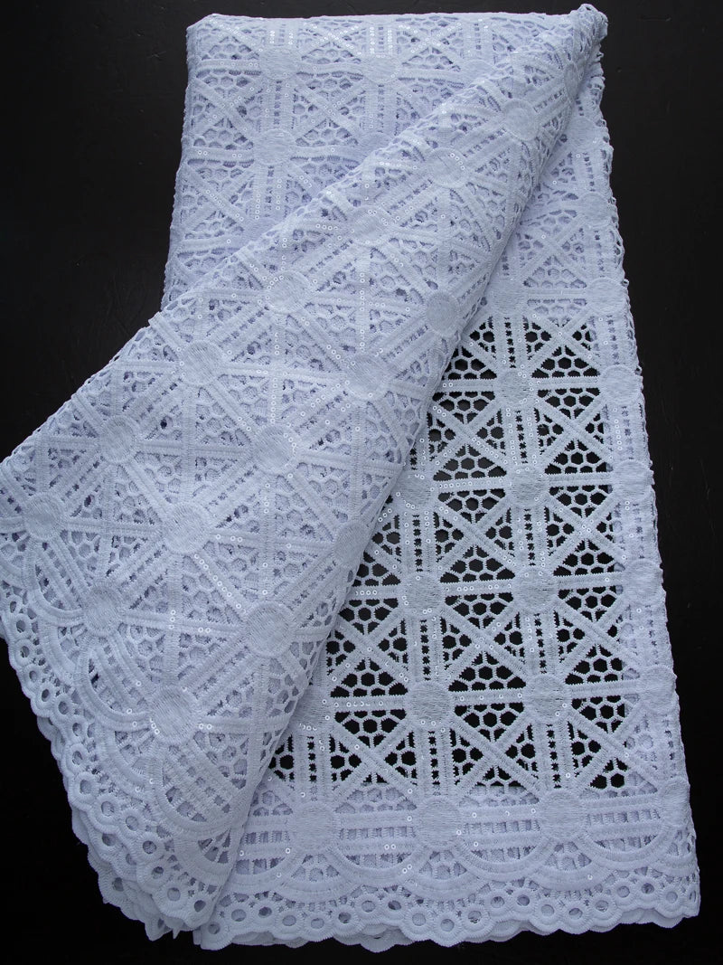 White Nigerian Lace Fabric 2025