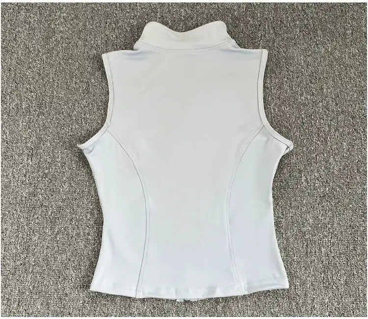 Women's Slim Fit Sport Sleeveless Top Quick Dry Elastic Stand Collar Yoga Fitness Clothing Summer Zipper