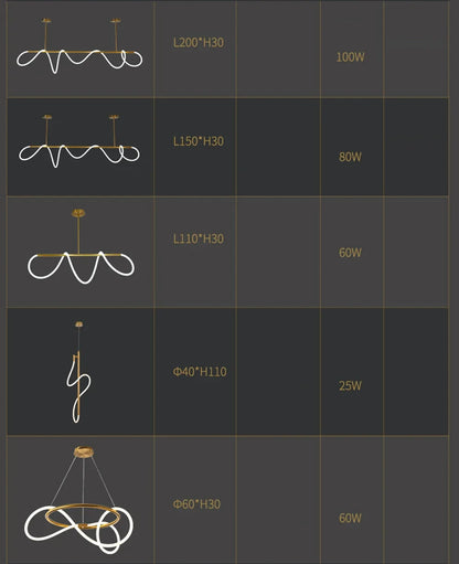Nordic Gold LED Chandelier Dining Light