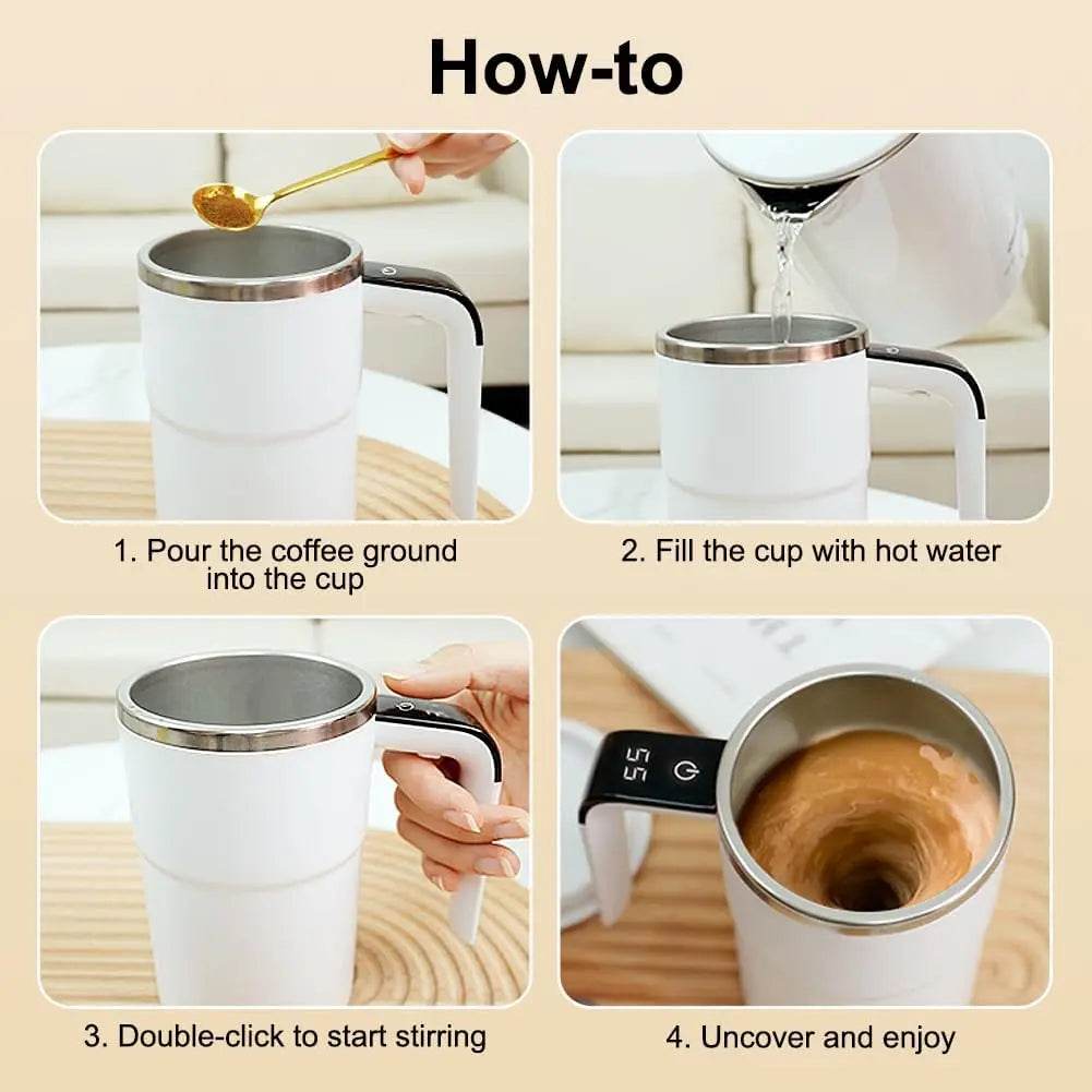 Automatic Self Stirring Magnetic Mug Coffee Self Mixing Mug USB Rechargeable Smart Thermal Cups with LCD Screen Food Safe Mug - My Chroma Cart