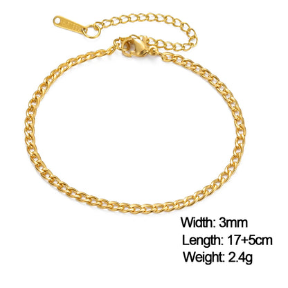 Skyrim Stainless Steel Gold Color Bracelet Twist Figaro Cuban Chain Bracelets Women Trendy Minimalist Jewelry Gifts Wholesale