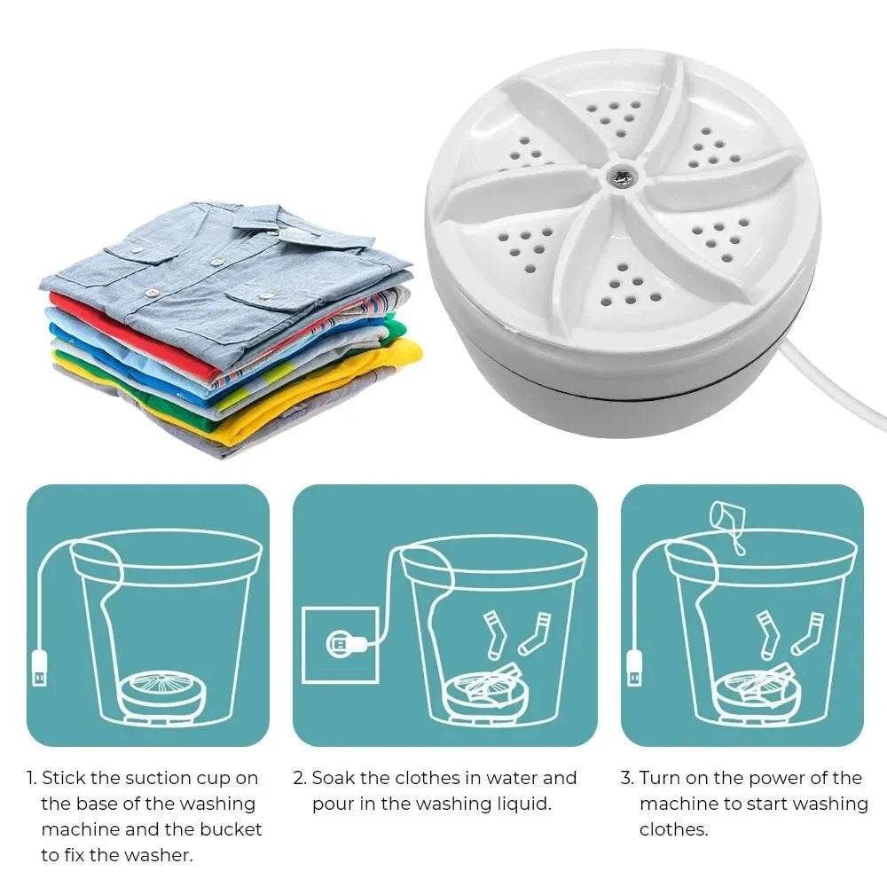 Mini Washing Machine USB Rotating Turbine Portable Washing Machine For Socks Underwear Wash Dishes For Travel Home Business Trip - My Chroma Cart