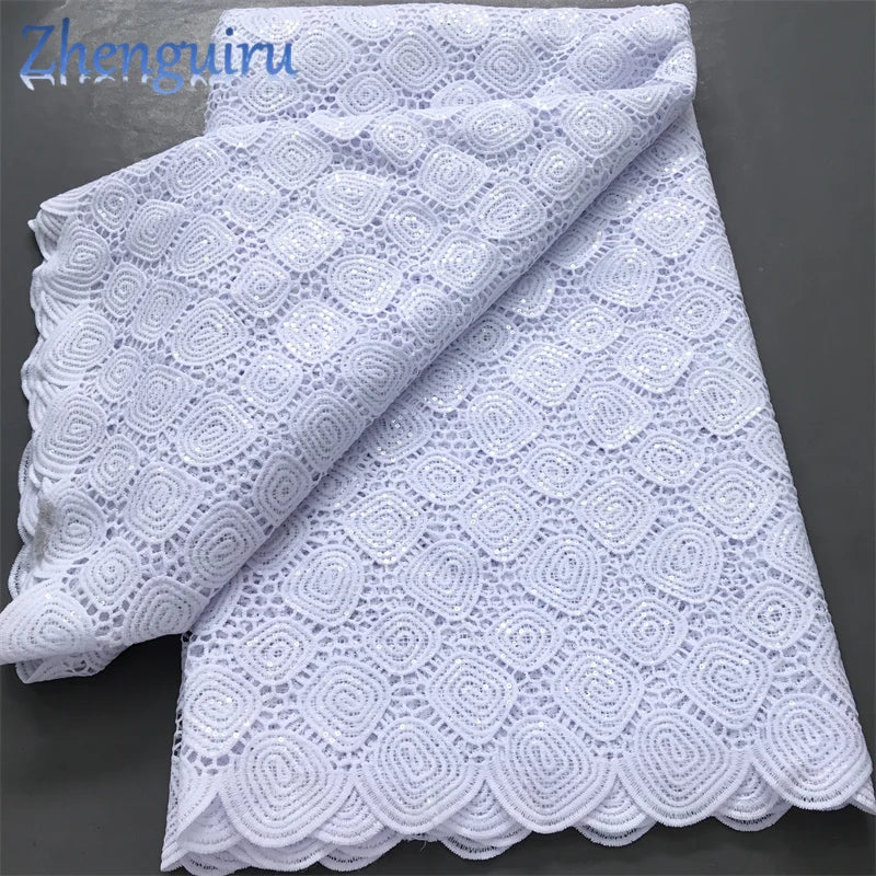 White Nigerian Lace Fabric 2025
