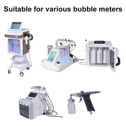 Collection of bubble meters and medical devices on a white background with text 'Suitable for various bubble meters'.
