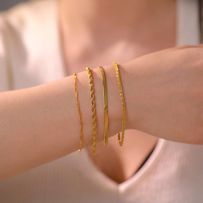 Skyrim Stainless Steel Gold Color Bracelet Twist Figaro Cuban Chain Bracelets Women Trendy Minimalist Jewelry Gifts Wholesale