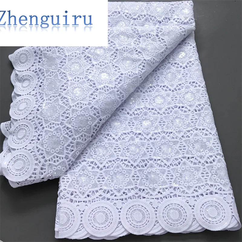 White Nigerian Lace Fabric 2025