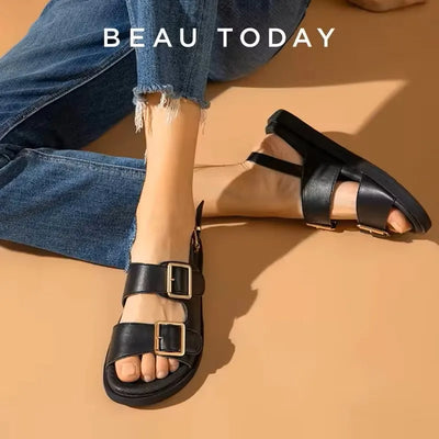 BeauToday Women Leather Sandals