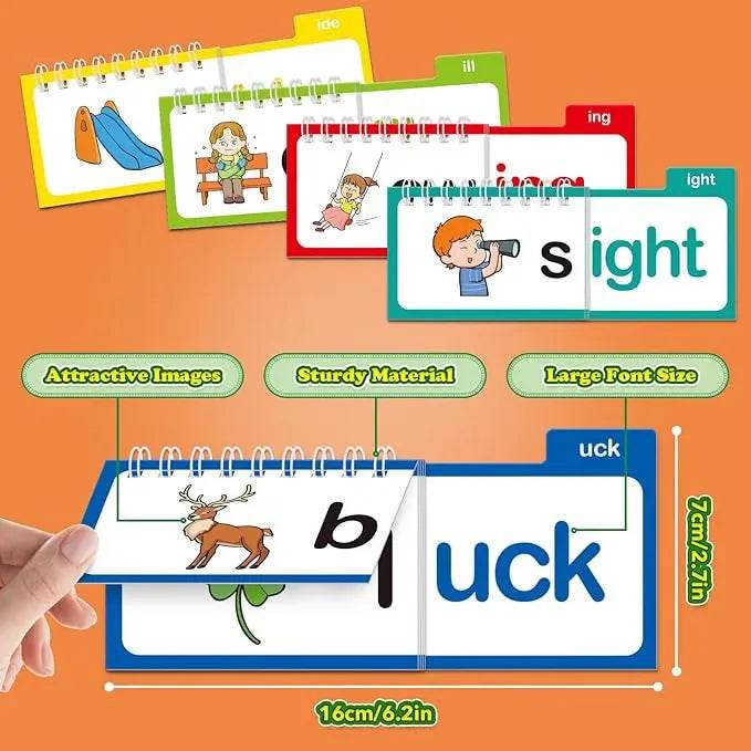 Reading Flip Book Read and Rhyme Flip Books Word Family Flip Books Flash Cards ABC Vocabulary Cards Montessori Educational - My Chroma Cart