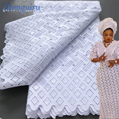 White Nigerian Lace Fabric 2025