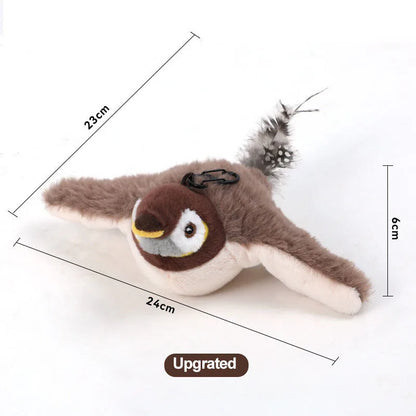 Flying Bird Cat Toy Interactive Cat Toys Rechargeable Chirping Flapping Bird(no Flying) Can Add Catnip Touch Activated Plush Toy