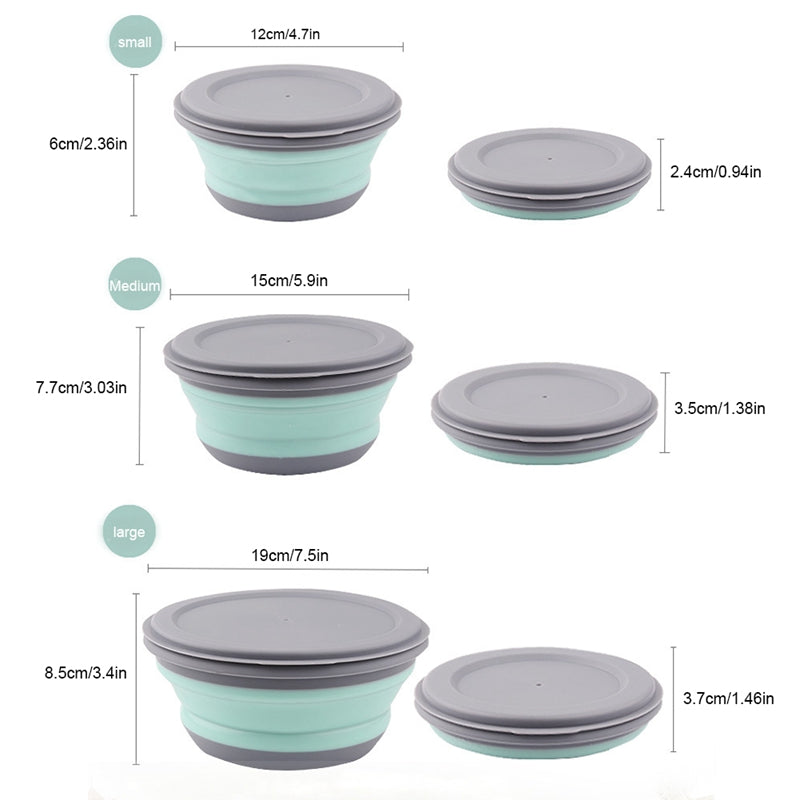 3pcs Silicone Folding Lunch Box with Lid