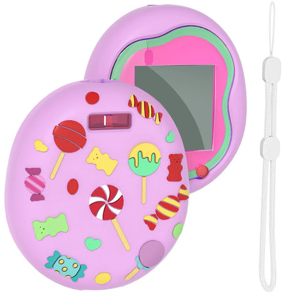 Cute Silicone Protective Case for Tamagotchi Uni 2023 Virtual Pet Machine with Finger Lanyard Anti-Scratch Soft Cover