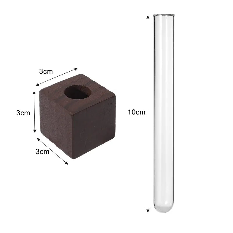 Wood Test Tube Vase Magnetic Flower Decor