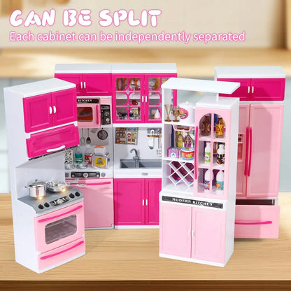 Pink Kitchen Combo Pretend Play 5-Piece Toy Set with Lights and Sounds, For Girls, Christmas/Halloween/Thanksgiving/New Year