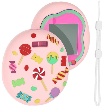 Cute Silicone Protective Case for Tamagotchi Uni 2023 Virtual Pet Machine with Finger Lanyard Anti-Scratch Soft Cover