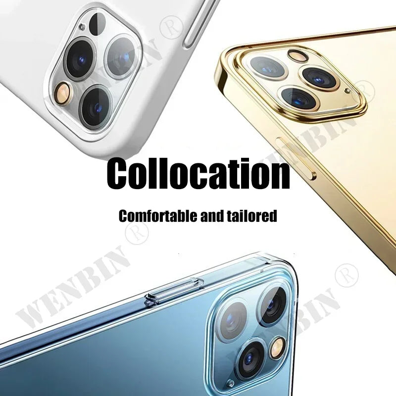 Three smartphones in white, gold, and blue on a light gray background with 'Collocation' text.