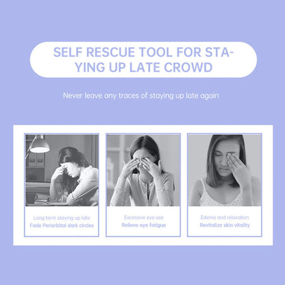 Product advertisement for a self-rescue tool for people staying up late, with images of a woman experiencing fatigue and text on a light purple background.