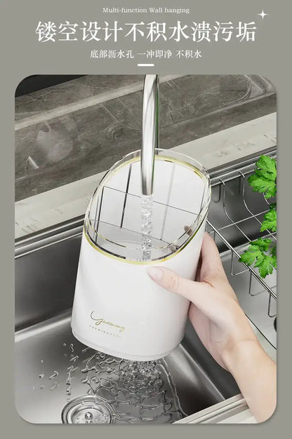 Luxury Chopsticks Storage Box, Household Kitchen Tube, Multi-Functional Draining Rack, Integrated Compartment Cage, Knife Holder