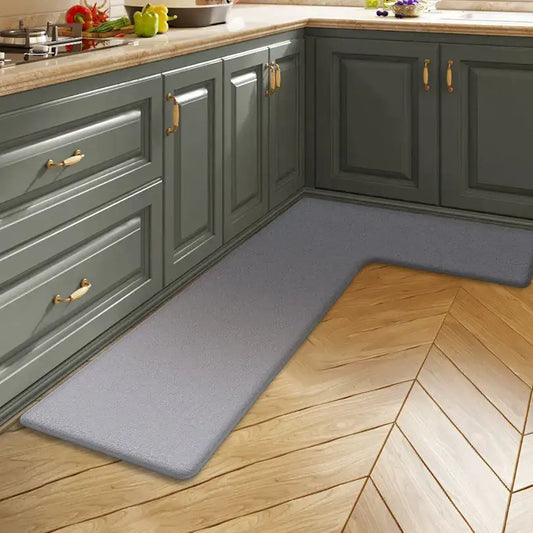 Simple kitchen floor mat flannel L-shaped water-absorbing pad foot pad non-slip long carpet
