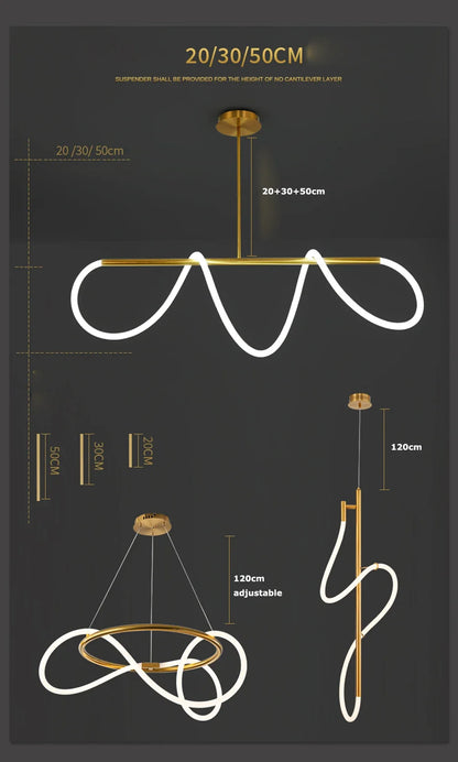 Nordic Gold LED Chandelier Dining Light
