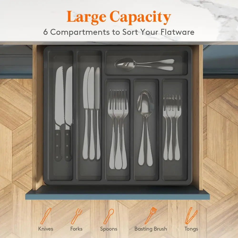 Silverware Organizer Tray with Lid