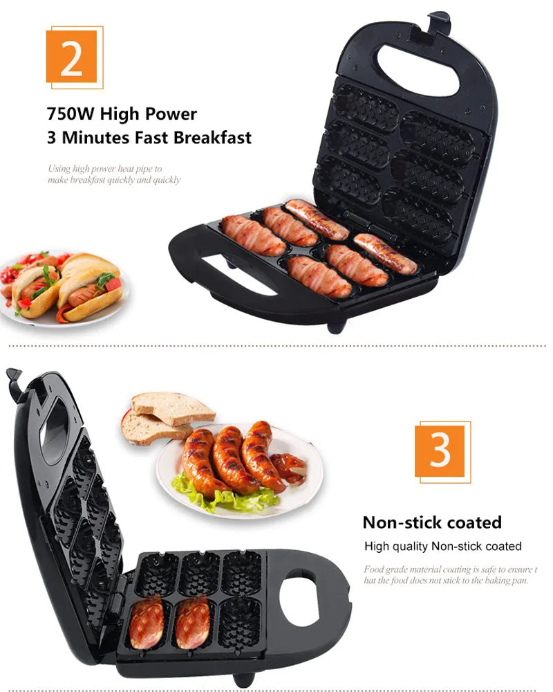 6-Hole Hot Dog Maker Breakfast Machine