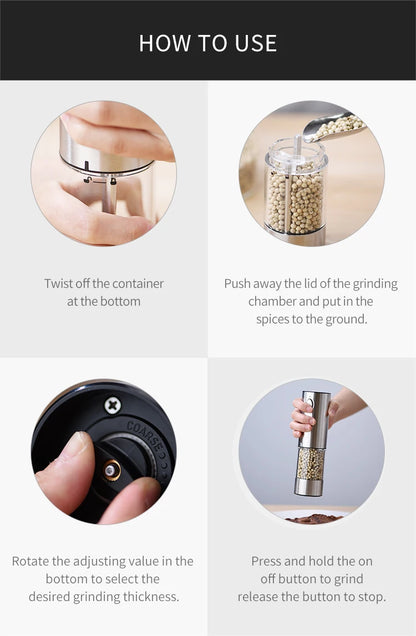 USB Rechargeable Electric Pepper Grinder
