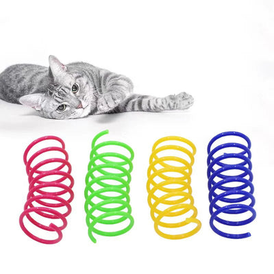 Cat color plastic spring cat toy color spring jumping cat toy toy scratch-resistant and bite cat pet supplies