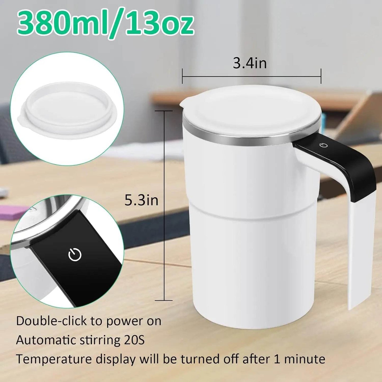 Automatic Self Stirring Magnetic Mug Coffee Self Mixing Mug USB Rechargeable Smart Thermal Cups with LCD Screen Food Safe Mug - My Chroma Cart