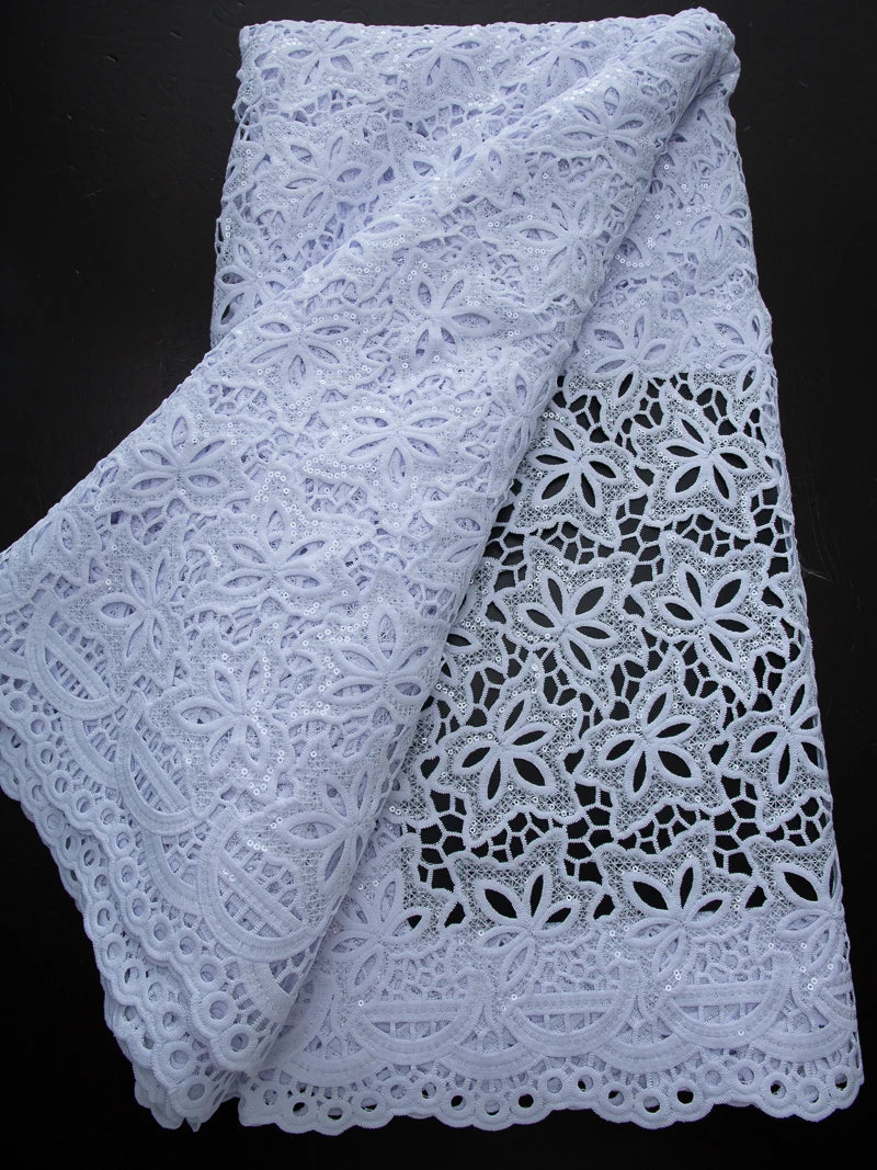 White Nigerian Lace Fabric 2025