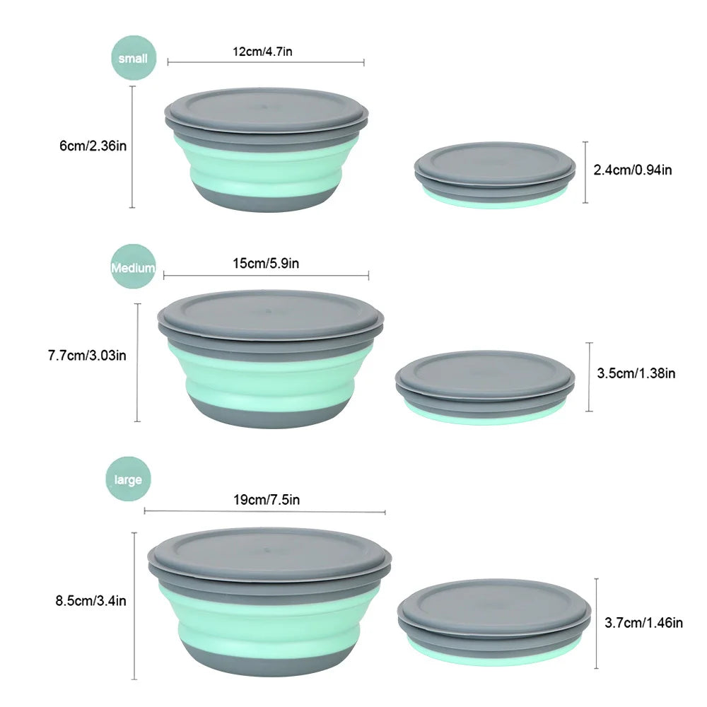 3pcs Silicone Folding Lunch Box with Lid