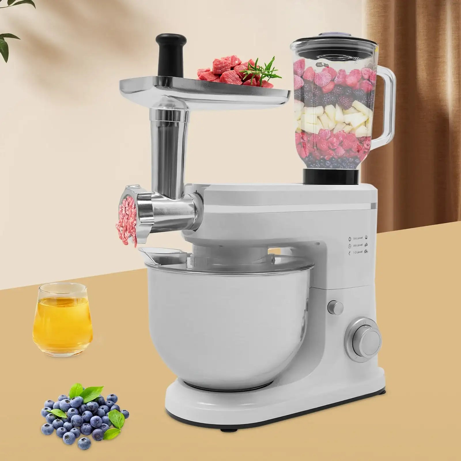 Kitchen Mixer with 6+1 Speed Settings, 1500W Power, for Dough, Whipped Cream, Juices,  Perfect for Home Bakery, or Restaurant