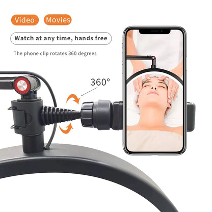 Phone clip with 360-degree rotation feature on a white background